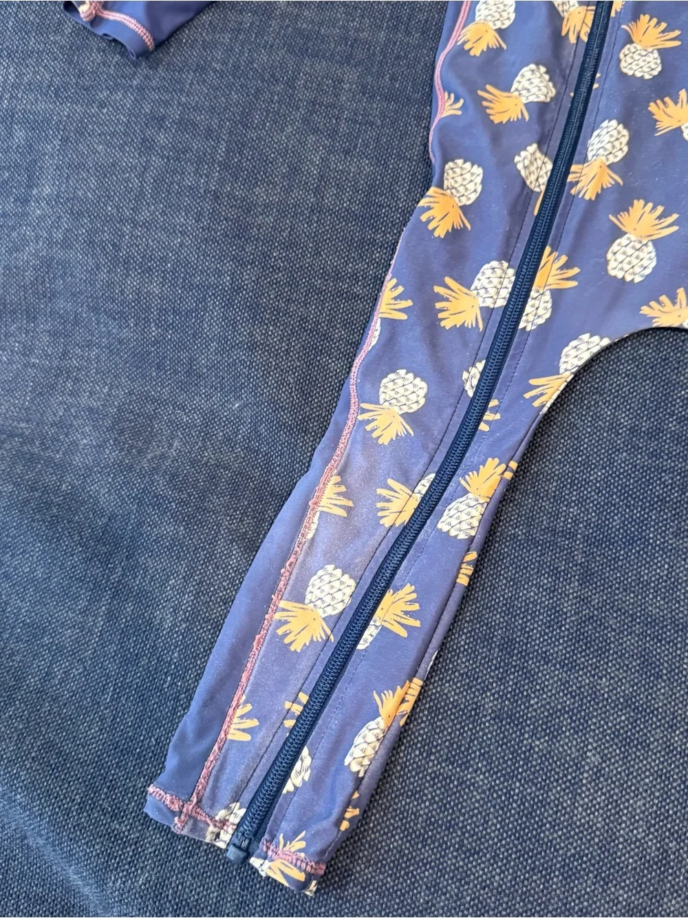 Navy Blue Pineapple Swimzip Full Body Swimsuit Long Sleeve Pants 3T/4T UPF 50